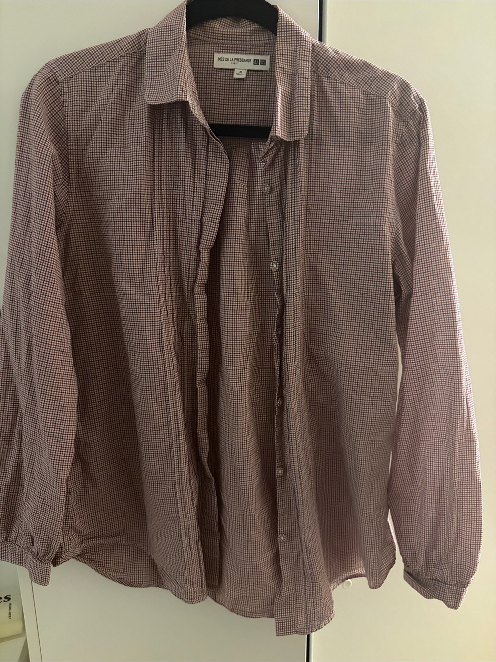Loose-Fit Pink Check Cotton Blouse - Uniqlo
